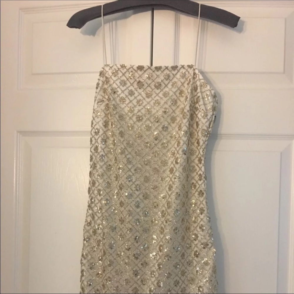 Sequin gold and white bodycon dress